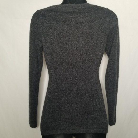 Quinn Cashmere Sweater Size Medium Roundneck Black Gray - Picture 6 of 7